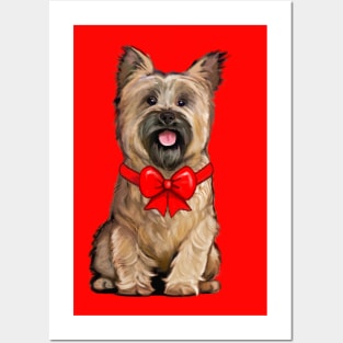 Wheaten Cairn Terrier Dressed Up for Christmas Posters and Art